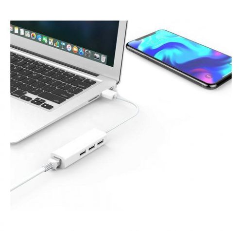 HUB Type-C A RJ45 + 3 Puertos USB2.0 Birlink-1