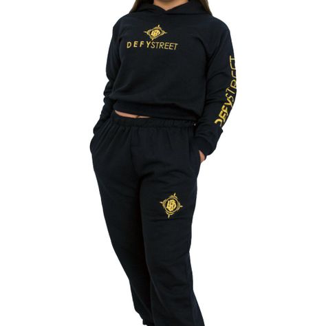 Poleron Crop Negro con capucha -0
