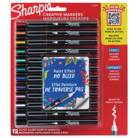 Marcador Sharpie Acrílico Punta Pincel 12 colores-0