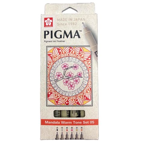 Set de Tiralínea Pigma Micron Sakura0.5 Mandala 6 Col Cálido-0