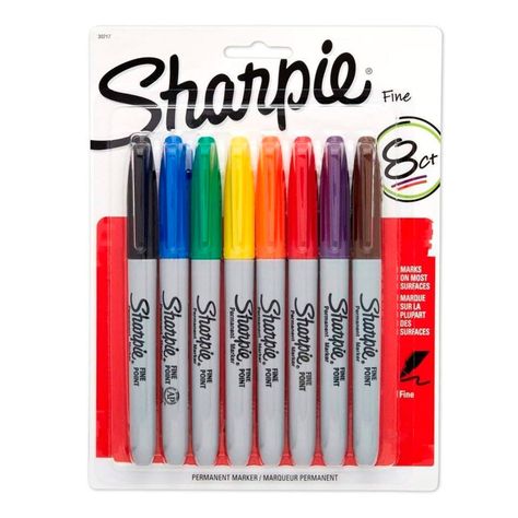 Set 8 Colores Marcador Sharpie Permanente Punta Fina-0