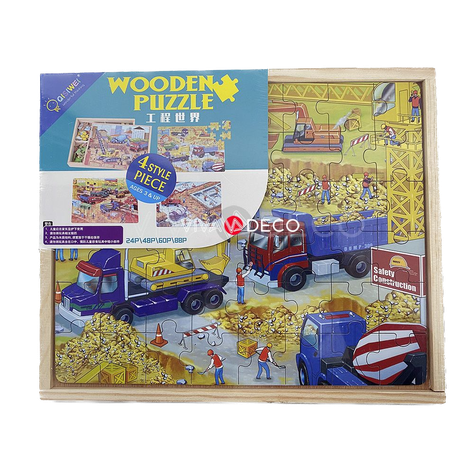Puzzle Infantil Construcción 4 en 1 Rompecabeza-0
