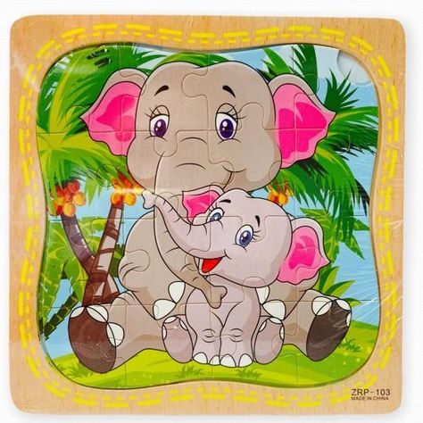 Puzzle Infantil Rompecabeza de 16 Piezas Cada Una ELEFANTE-0