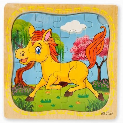 Puzzle Infantil Rompecabeza de 16 Piezas Cada Una CABALLO-0
