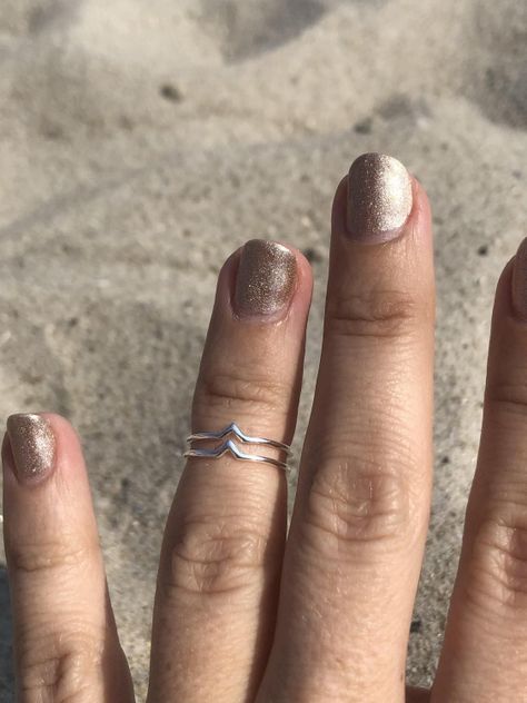 Anillo midi doble V plata-4