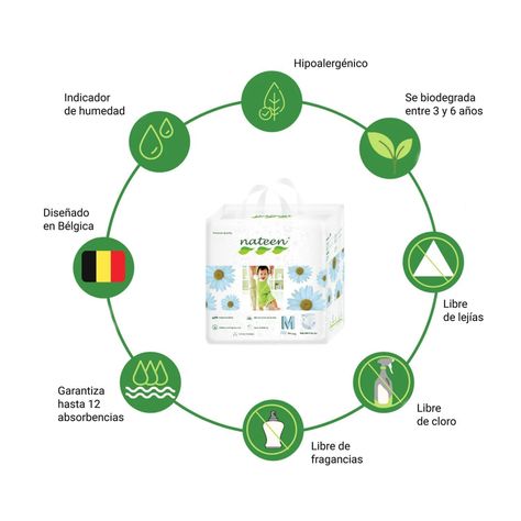 Pañales Ecológicos Nateen Premium L 64 unidades-2
