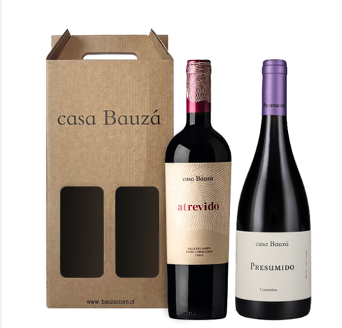 1 Vino Presumido Carmenere + 1 Vino Atrevido con Estuche -0