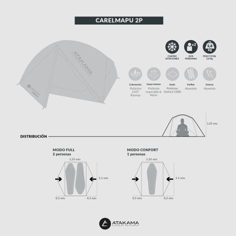 Carpa 2 Personas Carelmapu 4 Estaciones Atakama Outdoor-4