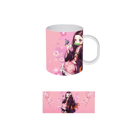 SET DISEÑO NEZUKO  KIMETSU NO YAIBA  BOTELLA, TERMO , TAZÓN-2