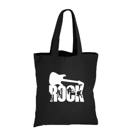 TOTEBAG BOLSO DISEÑO ROCK  35 X 40 CM TELA CRUDA O NEGRA-0