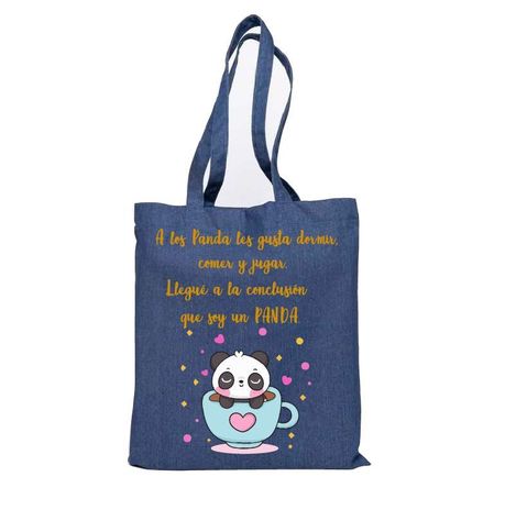 TOTEBAG PANDA LOVE, OSITO PANDA CORAZON TELA ALGODÓN 38X 42CM-0