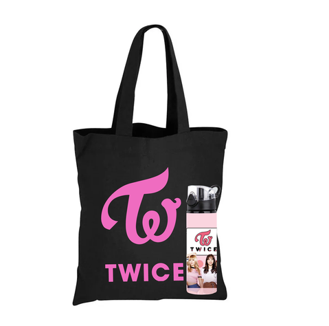 BOLSO TOTE BAG TWICE KPOP MÁS BOTELLA ALUMINIO 750 ML-0