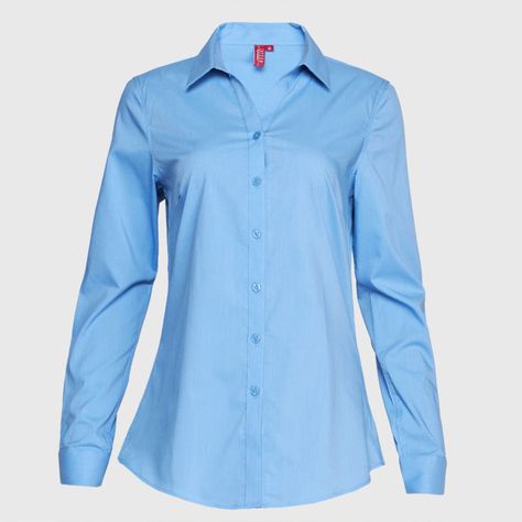 Blusa Trevira Spandex  Cuello V M/L Celeste-1