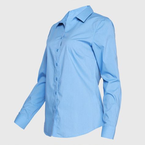 Blusa Trevira Spandex  Cuello V M/L Celeste-2