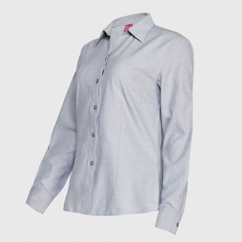 Blusa Oxford Cuello V M/L Gris oscuro-2