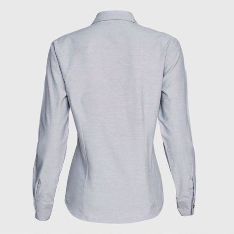 Blusa Oxford Cuello V M/L Gris oscuro-3