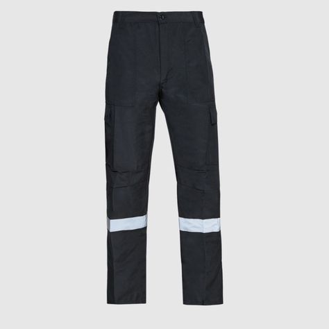 Pantalón Cargo Poplin Reflectante Cintura Elastica Negro-1