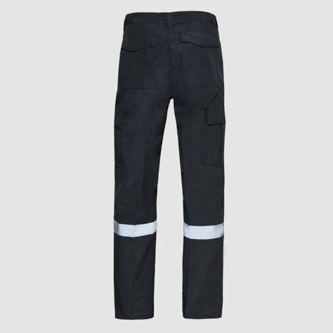 Pantalón Cargo Poplin Reflectante Cintura Elastica Negro-3