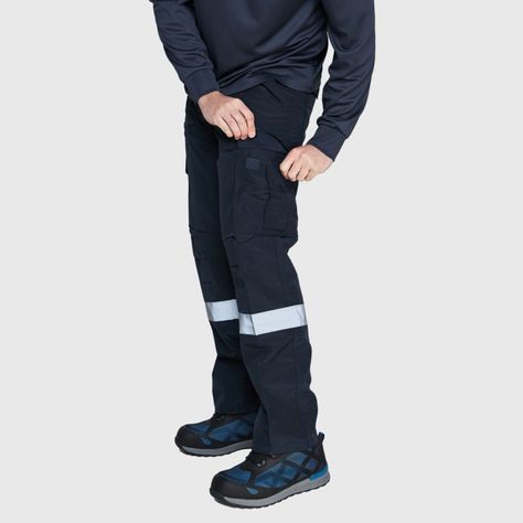Pantalón Cargo Poplin Reflectante Cintura Elastica Azul marino-0