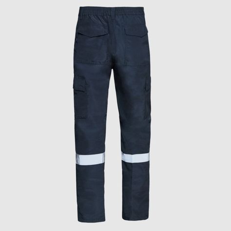Pantalón Cargo Poplin Reflectante Cintura Elastica Azul marino-3