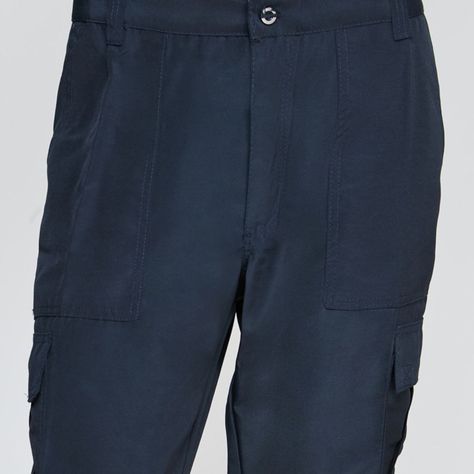 Pantalón Cargo Poplin Reflectante Cintura Elastica Azul marino-4