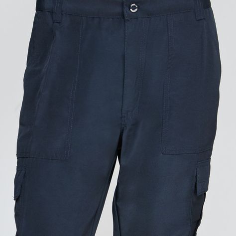 Pantalón Cargo Poplin Reflectante Cintura Elastica Azul marino-5