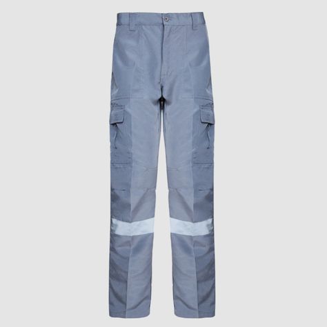 Pantalón Cargo Poplin Reflectante Cintura Elastica Gris-1