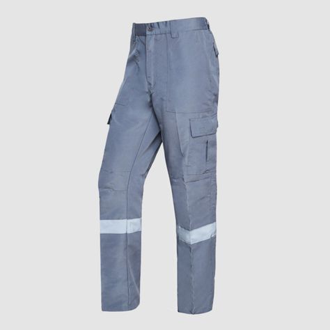 Pantalón Cargo Poplin Reflectante Cintura Elastica Gris-2