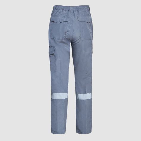 Pantalón Cargo Poplin Reflectante Cintura Elastica Gris-3