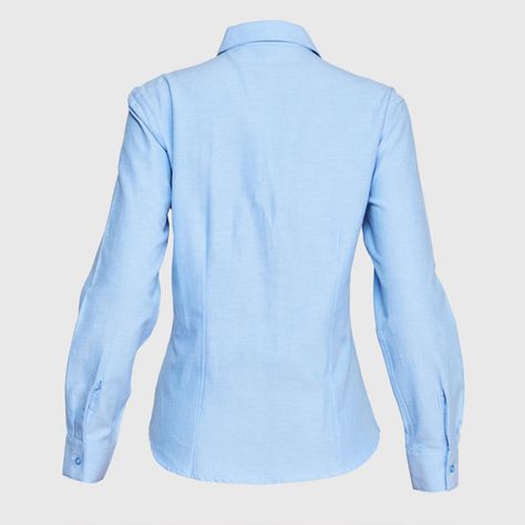 Blusa Oxford Cuello V M/L Celeste-3