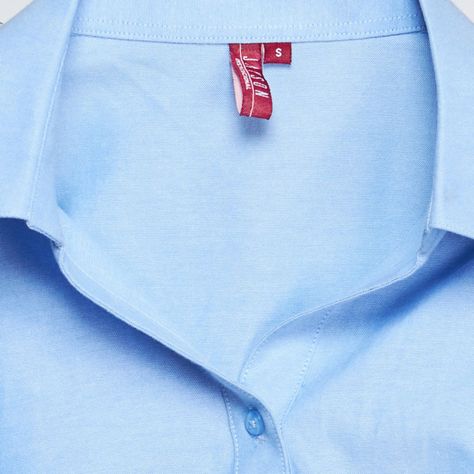 Blusa Oxford Cuello V M/L Celeste-4