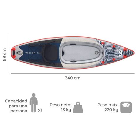 SUP Kayak Hibrido Inflable / Cascade Aqua Marina 11 Pies-1