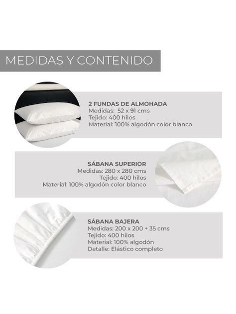Sábanas Super King 100% Algodón Relan 400 Hilos Premium-5