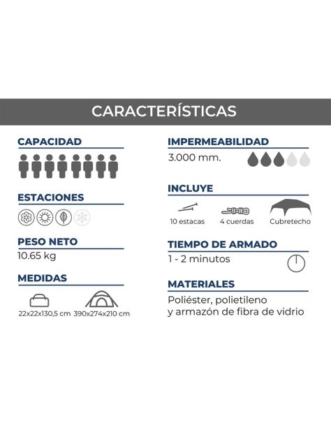 Carpa Colbun Kano Camping Automática 8 Personas Impermeable-3