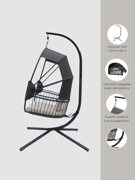 Silla Colgante Bali para Terraza con Base y Cojines-2