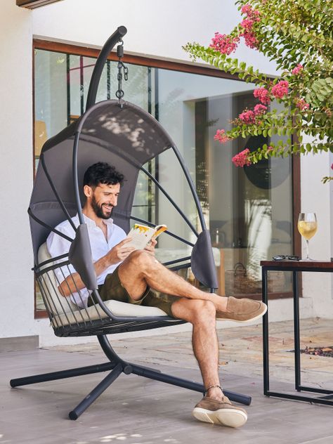 Silla Colgante Bali para Terraza con Base y Cojines-1