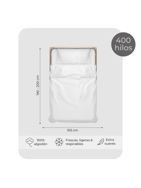 Sábanas 1,5 Plaza 100% Algodón Relan 400 Hilos Premium-1