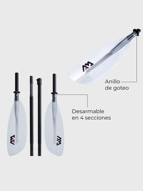 Remo Kayak Desarmable AquaMarina KP-2 Palas Transparentes-3