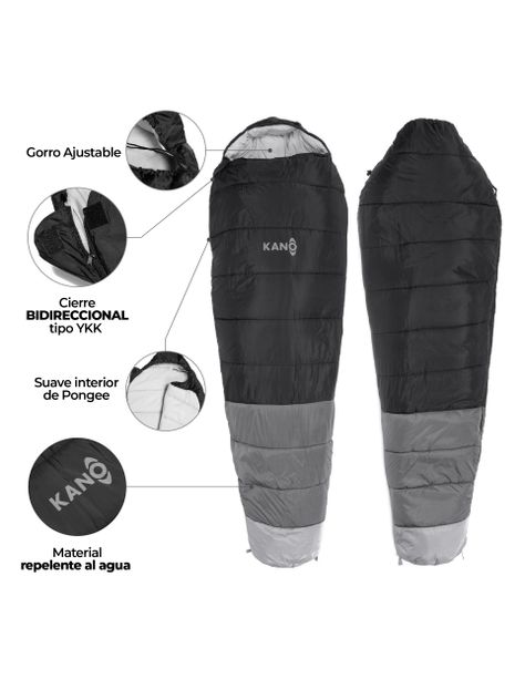 Saco de Dormir Kano Aconcagua  -4 / 0 / 8°C 1,6 Kg  Gris-3