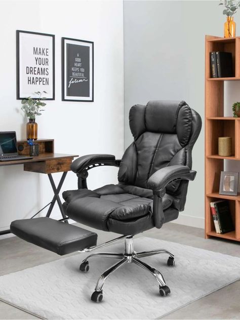 Silla de Escritorio Peace Acolchada con Apoyapies Negra-1