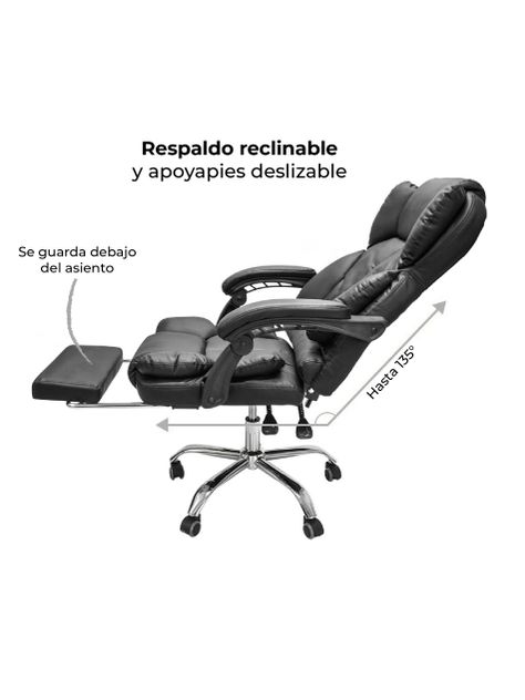 Silla de Escritorio Peace Acolchada con Apoyapies Negra-3