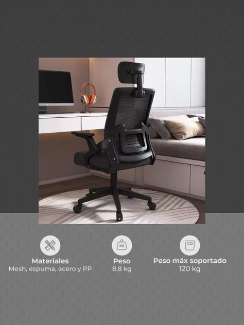 Silla de Escritorio con Cabezal Ergonomus Doha Negro-5