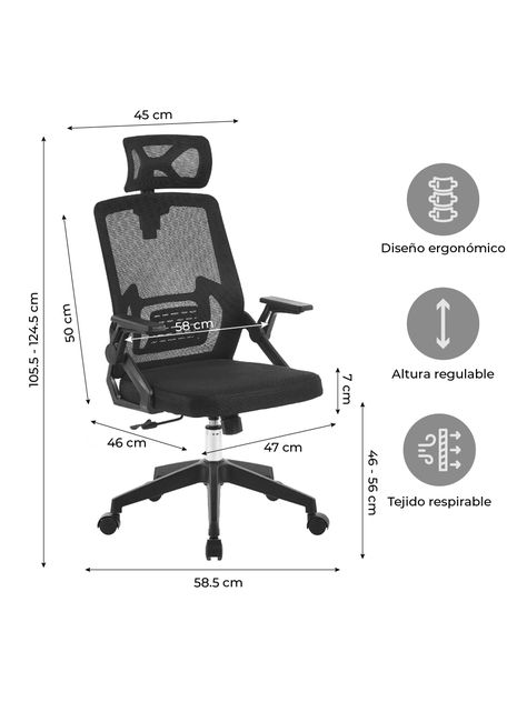Silla de Escritorio con Cabezal Ergonomus Doha Negro-1