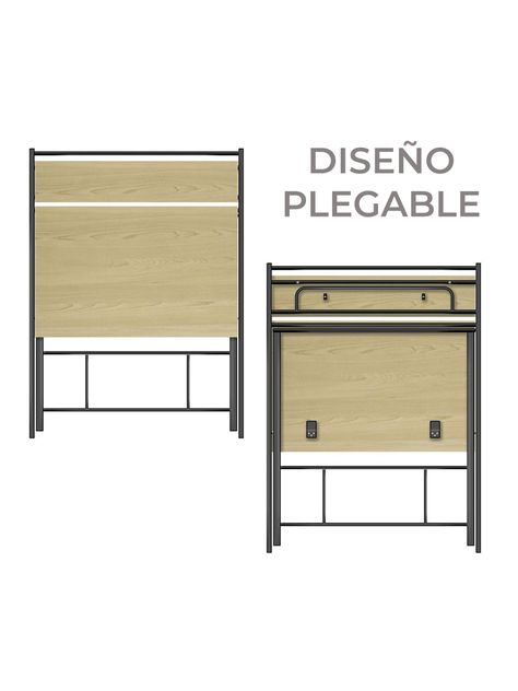 Escritorio Plegable Relan Tripoli Negro Compacto-4