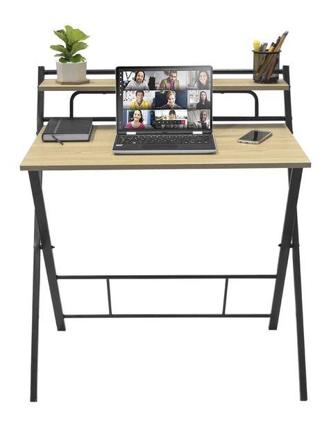 Escritorio Plegable Relan Tripoli Negro Compacto-6