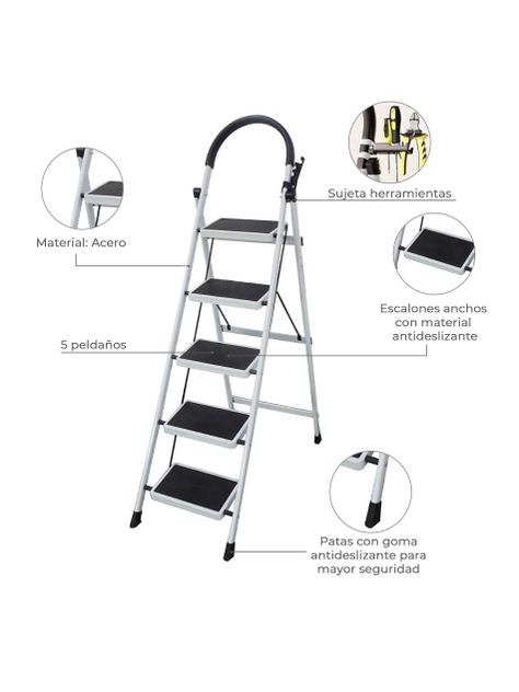 Escalera Plegable Halten de Acero 5 Peldaños-1