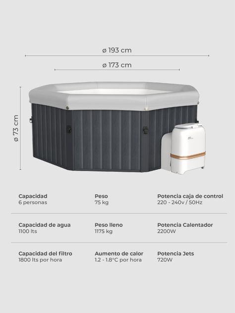 Hot Tub Armable Tuscany Frame WiFi Para 6 Personas MSpa-2