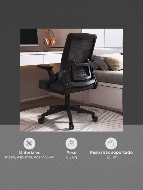 Silla de Escritorio Ergonomus Kobe Negro Ergonómica-4