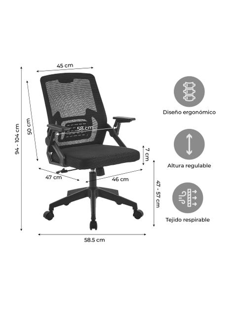 Silla de Escritorio Ergonomus Kobe Negro Ergonómica-1