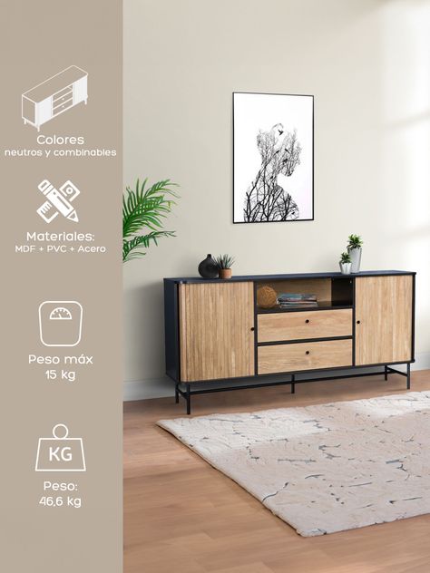 Aparador Buffet Top Living Ebony con Puertas Corredizas-1